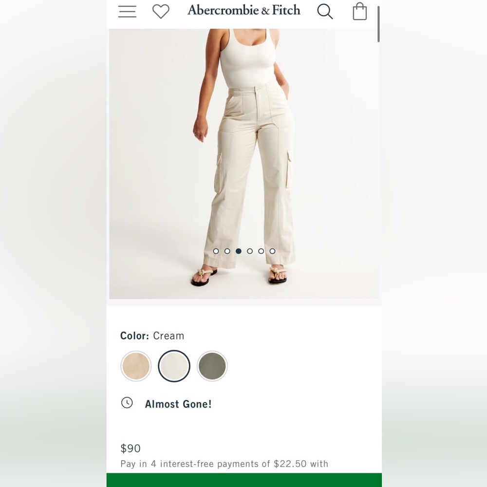 Cream cargo pants Abercrombie
